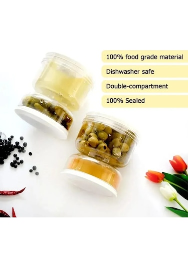 Geeksen "pratik Saklama Kavanozu - Hava Geçirmez Kapaklı, Islak-kuru Ayırma Özellikli" Şeffaf