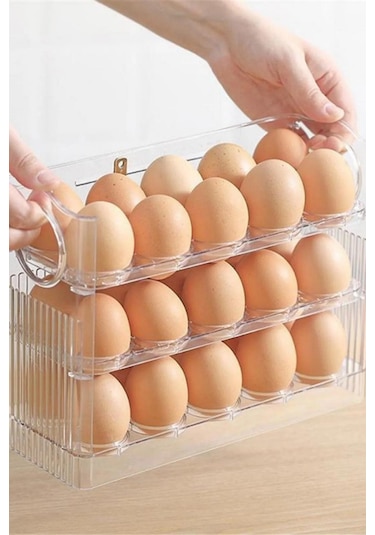 Yayke Yumurtalık 3 Katlı 30'lu Yumurta Rafı Saklama Kabı Yumurta