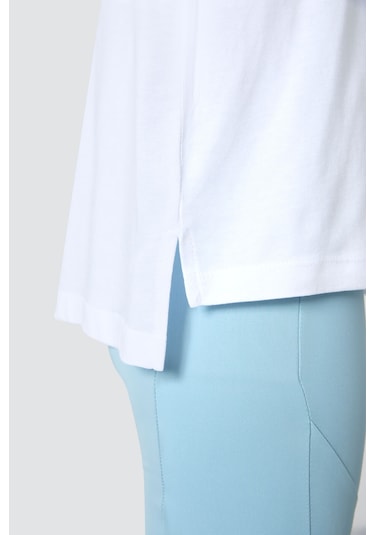 Tommy Life Beyaz Penye Modal Yumuşak Tuşeli Oversize Fit Basic Kadın T-shirt- 97285 Beyaz