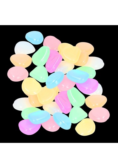 Neevoyu Beyaz Işıklı Taşlar 200 Adet, Bahçe Akvaryum Dekorasyonu, Kendini Parlatıcı Fluoresan Çimen Taşları