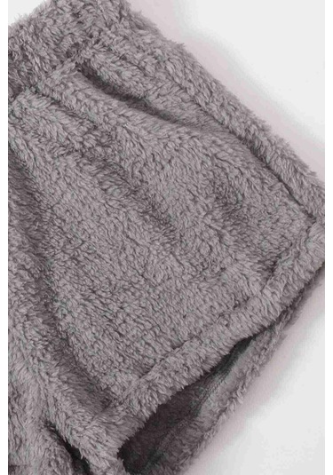 Alpinmoda Askılı Peluş Polar Alt Üst Şortlu Ms40788 Gri