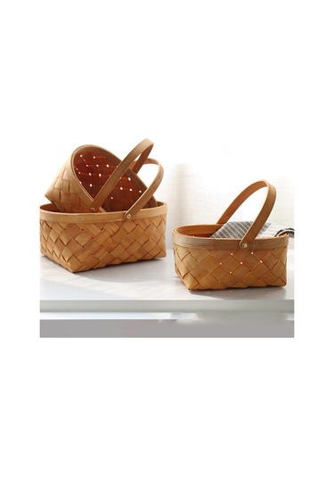 Xiaaokeji Saklama Sepeti Saplı Ahşap Saklama Sepeti Saklama Kabı Kahverengi