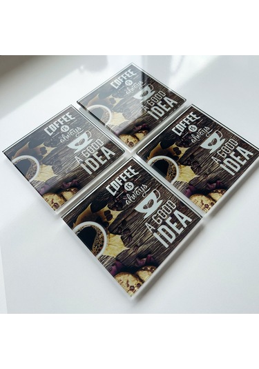 Decorita Cam Bardak Altlığı | Always Good Idea | 4'lü Takım Çok Renkli