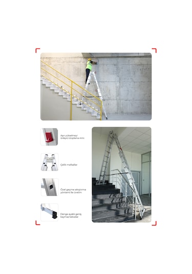 Çağsan TA003 2x10 Basamaklı Doublex A Tipi Çift Taraflı Sürgülü Merdiven