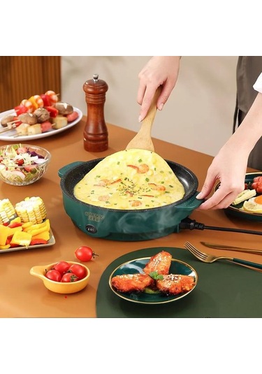 Youmex 22cm Yeşil Elektrikli Izgara - Hızlı Isınma, İki Temperatur Kontrolü, Anti Kayma Tabanlı, Temizliği Kolay Yeşil