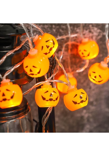 Suofeng Halloween Kabak Şekilli Işık Zinciri 3 Metre 20 Led Isı Beyaz Dekoratif Işık Teli Pil Dahil Değil