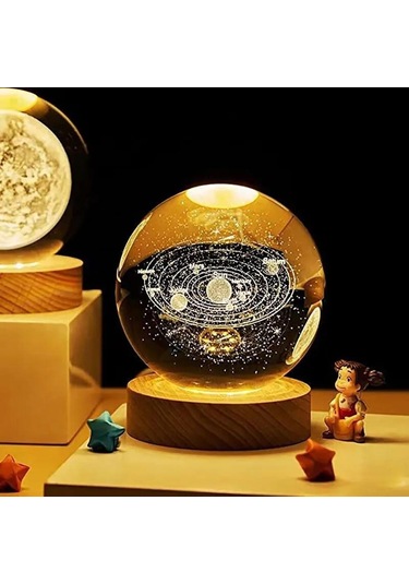 3d Galaxy Kristal Top Lamba Lazerler Yatak Odası Dekoru İçin Ahşap Tabanlı Gravür Gece Lambası,, Seçenekler: Galaxy Şeffaf