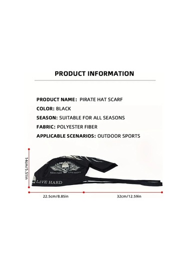 Turcoshop11 H03 Retro Motorsiklet Kask Balaklavası Erkek Yaz Spor Bandana Pirat Şapka