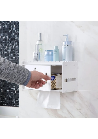 Doku Kutusu-içi Boş Ahşap Plastik Su Geçirmez Doku Kutusu Banyo Wc Punch Ücretsiz Kağıt Havlu Tutucu Kutusu Duvar Tuvalet Kağıdı Asılı Tepsi Rafı