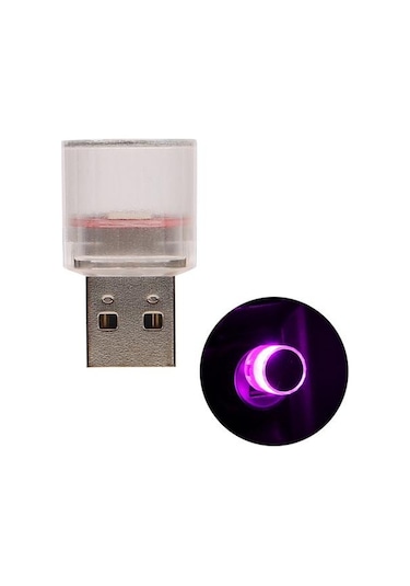 Mor Usb Araba Farı Mini Boyutu Tak Çalıştır Taşınabilir Evrensel Led Atmosfer Işığı Acil Aydınlatma Odası Dekorasyon