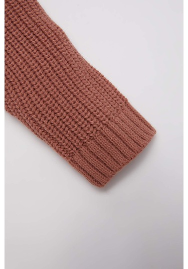 DeFacto Kız Bebek Renk Bloklu Bisiklet Yaka Triko Kazak C8292A524WNBR277 Bordo