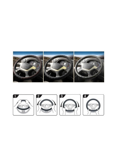 Cbtx 38cm Cilt Dostu Deri Kamyon Direksiyon Kolu Kaymaz Tasarım Koruyucu Kapak - Siyah + Kırmızı Çizgi