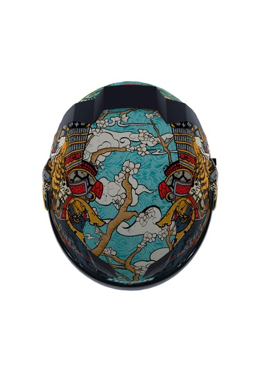 Icon Airflite Edo Mıps Kapalı Motosiklet Kaskı Siyah Mavi Gri Turuncu Siyah - Mavi