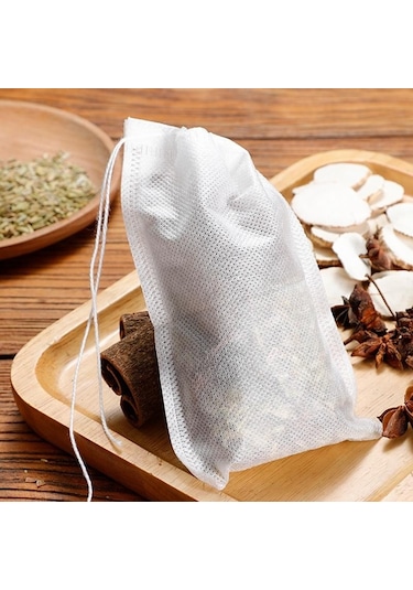 Jms 100/50/10 Adet Tek Kullanımlık Dokunmamış Kumaş Baharat Filtreleri Çay Poşetleri 8x10cm 50 Beyaz