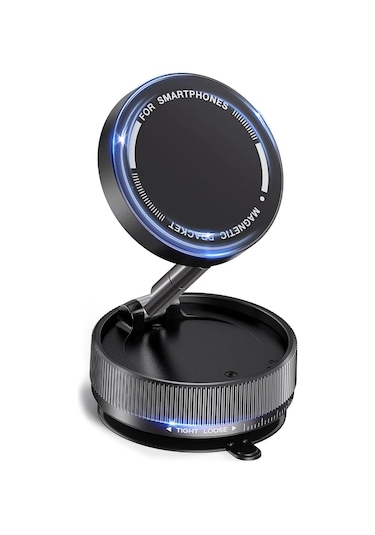 Wezone K10a Siyah Manyetik Araç Tutucu - 360 Döner, Vakum Emici, Katlanabilir, Magsafe Uyumlu Siyah