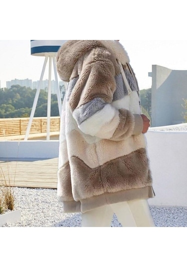 Kış Kadın Moda Kapşonlu Sıcak Gevşek Ceket Kadınlar İçin Patchwork Giyim Fermuar Bayanlar Artı Boyutu Kazak Haki Kış Kadın Moda Kapşonlu Sıcak Gevşek Ceket Kadınlar İçin Patchwork Giyim Fermuar Bayanlar Artı Boyutu Kazak Haki