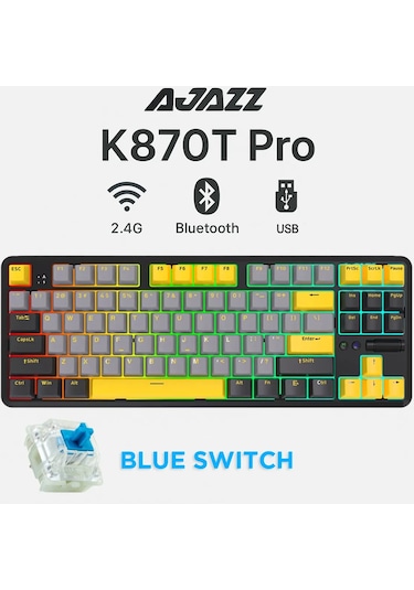 K870t Pro 3 Modlu Hot-swap Rgb, Mekanik Klavye - Siyah - Blue Switch