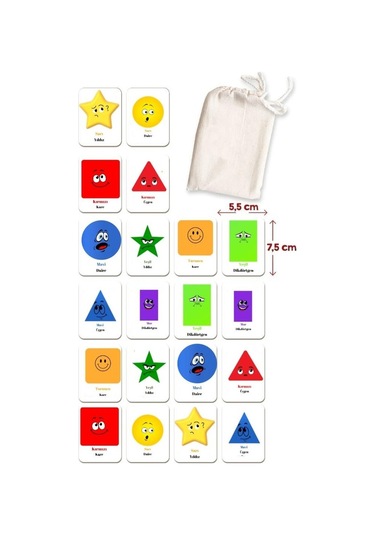 Şekilleri Ve Renkleri Öğreniyorum Ahşap Eşleştirme Kartları Hafıza Oyunu Zeka Kartları 3001-1
