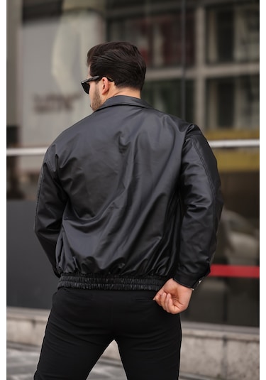 Mero Life Streetwear Siyah Oversize Rahat Kesim Deri Ceket Siyah