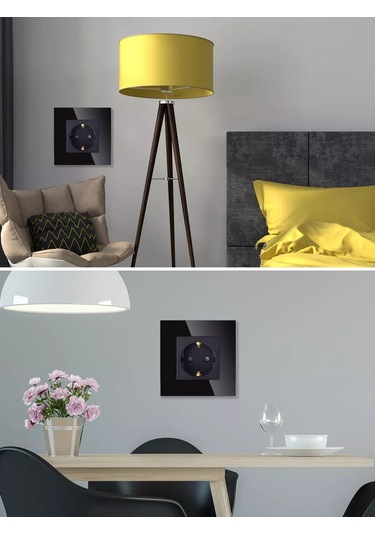 Dealuxx Cam Çerçevenin Tekli Siyah Priz 193877357