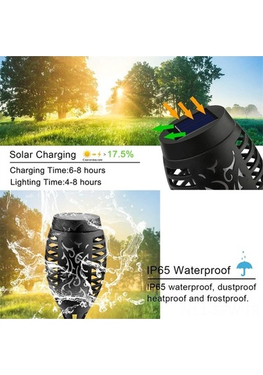 Besthome1 Güneş Enerjili 12 Led Alevli Fener, Otomatik Algılayıcı Çimen Işığı, Bahçe Dekorasyonu