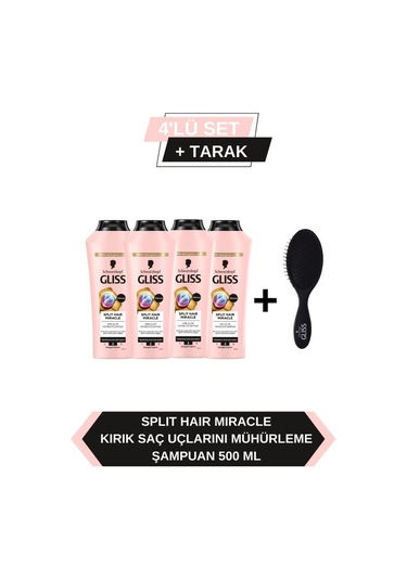 Gliss Split Hair Miracle Şampuan 4 x 400 ML + Tarak