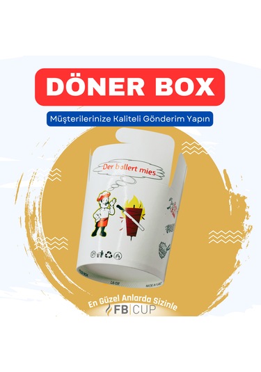 Fb Cup Döner Box Beyaz Food Box 26 Oz 500 Adet