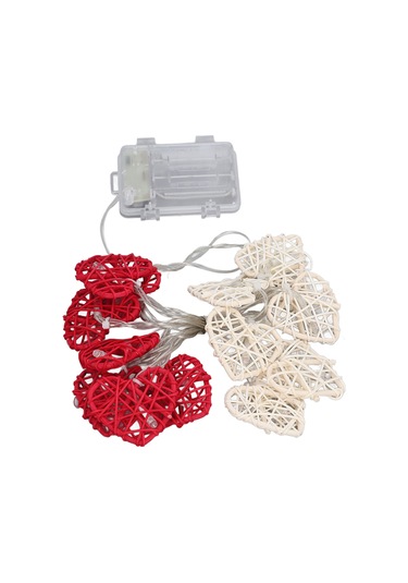 Vkemall Romantik Gönül Şekilli 14 Işıklı Rattan Işık Zinciri - Ev & Düğün Dekorasyonu - Pilli Kutu İle Beslenir Diğer