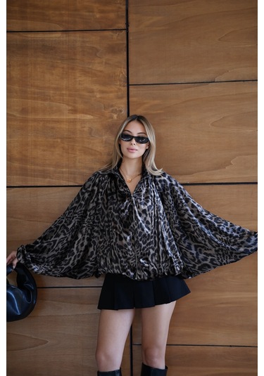 Cemo Leopar Desenli Kısa Kürk Ceket LEOPAR