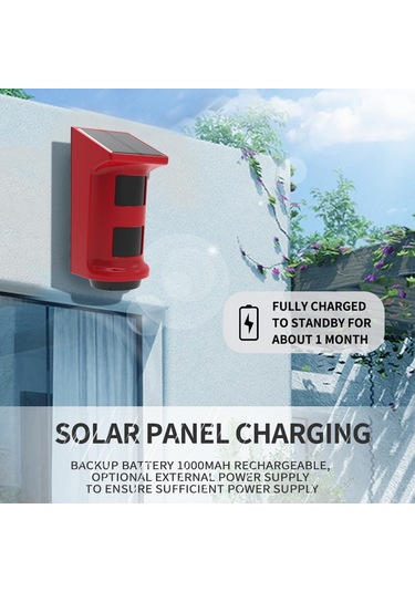 Yifomall Güneş Enerjili Dış Mekan Alarmı, 120db Yüksek Ses, Su Geçirmez, İnsan Algılama, Uzun Kullanim Süresi, Zx-sn50 Kumandasız