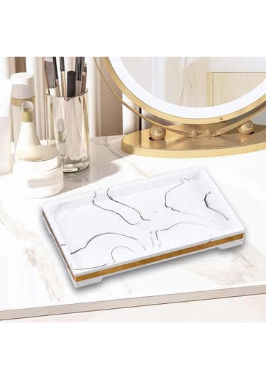 Pazly Vanity Tepsisi Tepsi Suntek Mutfak Mermer Dekoratif Beyaz Banyo Uy Beyaz
