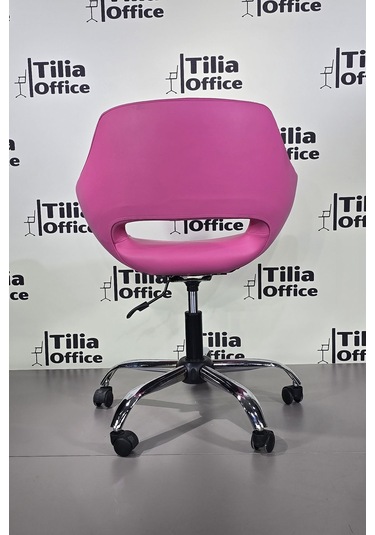 Monaco Çalışma Kesim Koltuğu Yonca Tekerlekli Krom Ayak Pembe