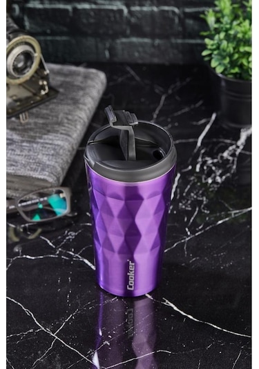 Cooker Lüx 350 ML Prizma Çelik Termos Mug Mor - Ckr2048