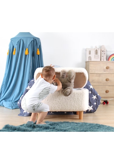 Yomme Çocuk Sandıklı Teddy Puf Beyaz