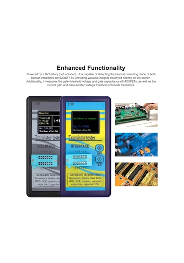 Vkemall Transistör Test Cihazı Npn Pnp Transistör Diyot Direnç Endüktör Kapasitans Mos S Siyah