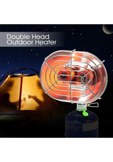 Tongxida Çift Kafa Kızılötesi Isıtıcı - Kamp Ve Gaz Isıtma Sobası - H22 Gümüş