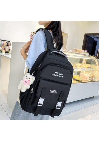 Suntek Okul Çantaları Set Tuval Sırt Çantası Kalem Çanta Siyah