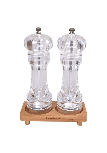 Bambum Varela 2'li Büyük Tuz & Karabiber Öğütücü Set Şeffaf
