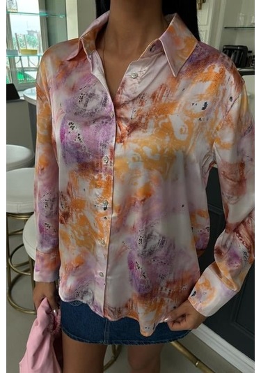 Batik Desenli Saten Gömlek 3409 Multi