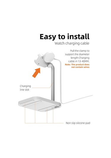 Aoduke Ajzj02s Google / Huawei / Garmin / Samsung Uyumlu Saat Şarj Cihazı Dock'u İçin Şarj Tabanı Standını İzle Beyaz