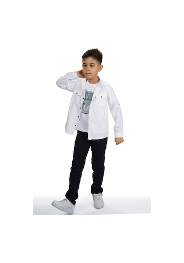 Gömlek , Pantolon , T-shirt 3parça Erkek Çocuk Takım Mnk1754 001