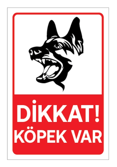 Dikkat Köpek Var Uyarı Folyo Etiket