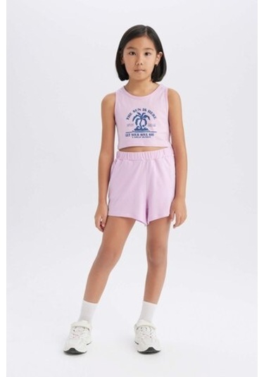 DeFacto Kız Çocuk 2'li Takım Baskılı Atlet Şort E4897A825SMPR139 Mor