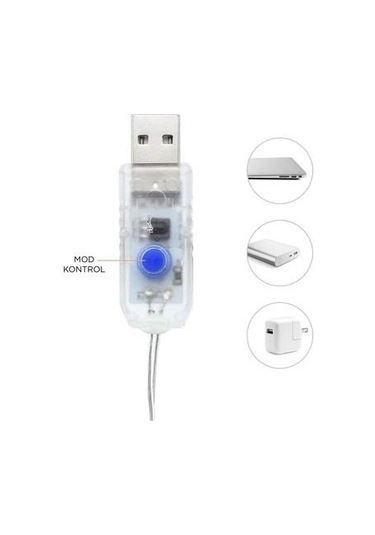 Cajuart 3x2 Usb Uçlu Fonksiyonlu Perde Led Işık 240 Led Fonksiyonlu Yılbaşı Süsü Dekor Gün Işığı