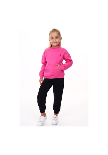 Toontoy Kız Çocuk Nakışlı Eşofman Takım Açık Fuşya