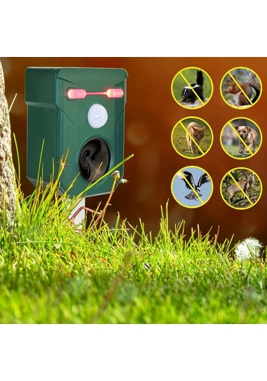 Xuweiwei 1 Paket Ultrasonik Hayvan Kovucu Dis Mekan Gunes Enerjili Hareket Isik Sensorlu Sesli Flashli Led Hayvan Caydirici