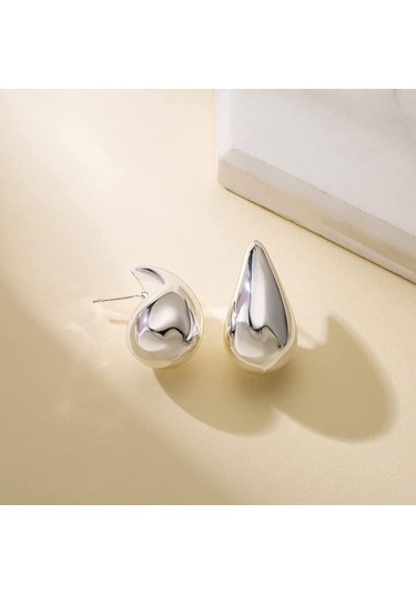 Chavin Çelik Damla Dizayn Gri Kadın Küpe Eu05by