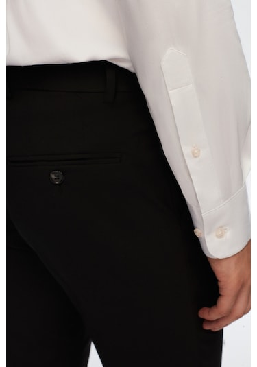 D'S Damat Slim Fit Düz Likralı Esnek Mono Yaka Çift Yırtmaçlı Astarlı Takim Elbise Siyah