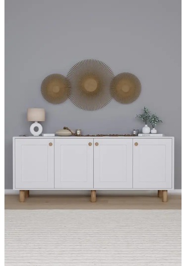 Natura Kapaklı Aynasız Bohem Ayaklı Konsol Beyaz 180 Cm Beyaz