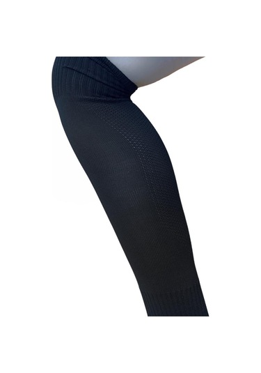 Yetişkin Profesyonel Baldır Fileli Siyah Futbol Çorabı Tozluk Halı Saha Çorabı Konç 40-46 - Siyah